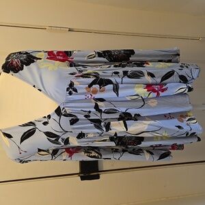 Free People V Neck Boho Baby Blue Floral Tunic Top